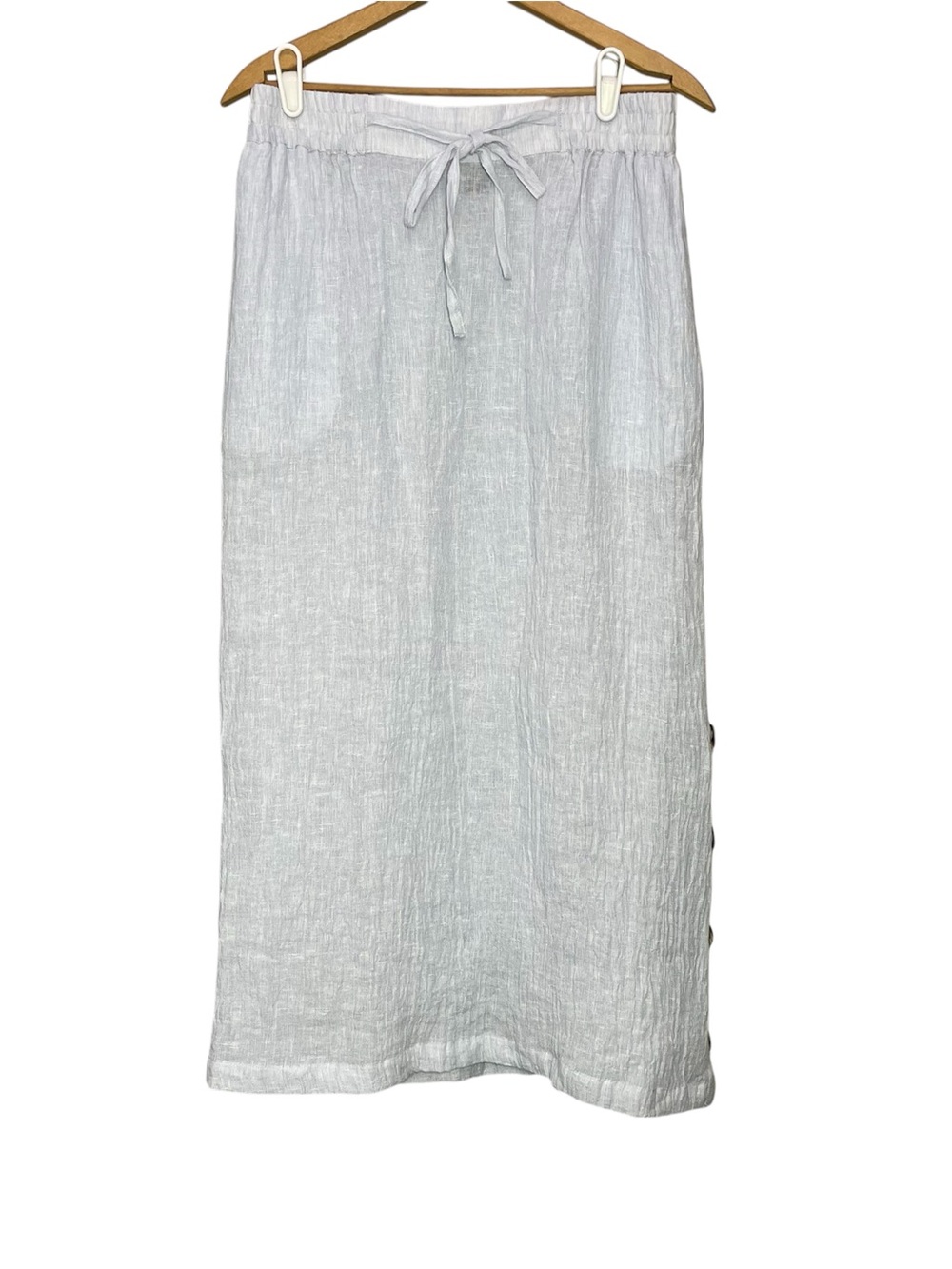 NEW Tahari Mix n Match Linen Maxi Skirt Size Medium M Pale Blue Button Accents